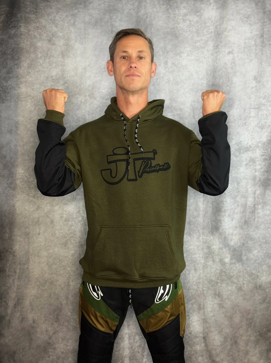 JT Grind Playing Hoodie - Olive Green - Image 4